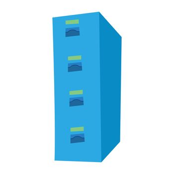 Vector illustration of flat design blue tall cabinet