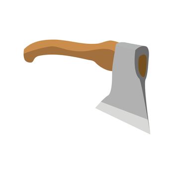 Axe with a wooden handle, flat design illustration