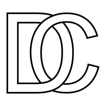 Logo sign dc cd icon, sign interlaced letters d c