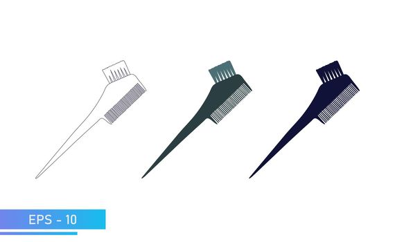 A brush for coloring hair. Hair color change. Tools for a beauty salon, hairdresser or stylist. In color, lines and solid fill. Vector illustration