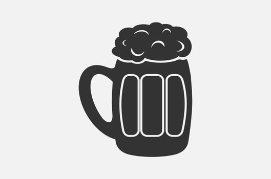 Retro vector illustration of the beer mug with beer