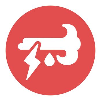 Wind rain lightning vector glyph icon. Meteorology sign. Graph symbol for travel, tourism and weather web site and apps design, logo, app, UI