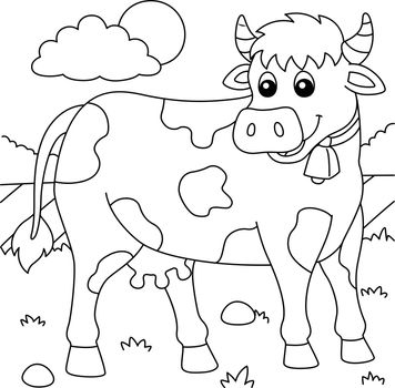 A cute and funny coloring page of a cow farm animal. Provides hours of coloring fun for children. To color, this page is very easy. Suitable for little kids and toddlers.