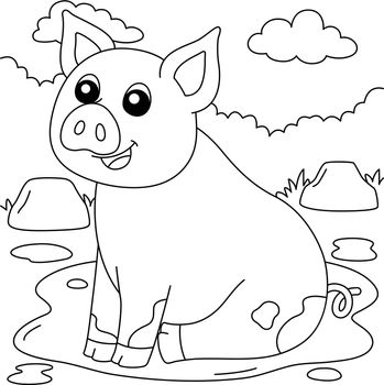 A cute and funny coloring page of a pig farm animal. Provides hours of coloring fun for children. To color, this page is very easy. Suitable for little kids and toddlers.