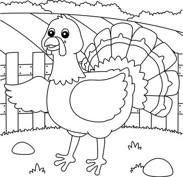 A cute and funny coloring page of a turkey farm animal. Provides hours of coloring fun for children. To color, this page is very easy. Suitable for little kids and toddlers.