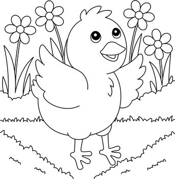 A cute and funny coloring page of a chick farm animal. Provides hours of coloring fun for children. To color, this page is very easy. Suitable for little kids and toddlers.