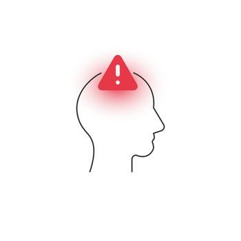 head with excemation warning sign vector icon. Migraine, headache concept. Stress. Mental disorder. Stock vector illustration