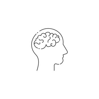 Brain head vector line icon editable stroke. Brain line icon for infographic, website or app. Stock vector illustration