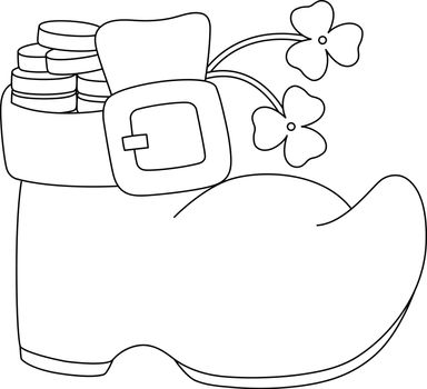 A cute and funny coloring page of a St. Patricks Day shoe. Provides hours of coloring fun for children. To color, this page is very easy. Suitable for little kids and toddlers.