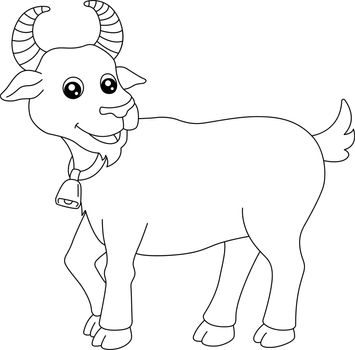 A cute and funny coloring page of a goat. Provides hours of coloring fun for children. To color, this page is very easy. Suitable for little kids and toddlers.