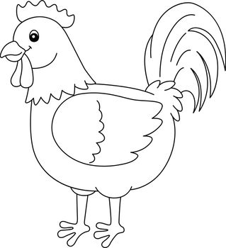 A cute and funny coloring page of a rooster farm animal. Provides hours of coloring fun for children. To color, this page is very easy. Suitable for little kids and toddlers.