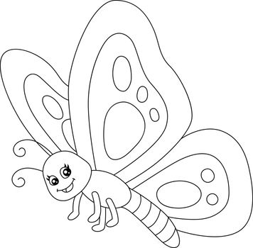 A cute and funny coloring page of a butterfly. Provides hours of coloring fun for children. To color, this page is very easy. Suitable for little kids and toddlers.