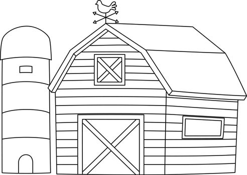 A cute and funny coloring page of a farmhouse. Provides hours of coloring fun for children. To color, this page is very easy. Suitable for little kids and toddlers.