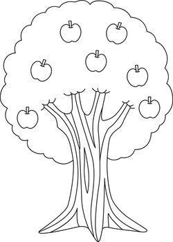 A cute and funny coloring page of an apple tree. Provides hours of coloring fun for children. To color, this page is very easy. Suitable for little kids and toddlers.