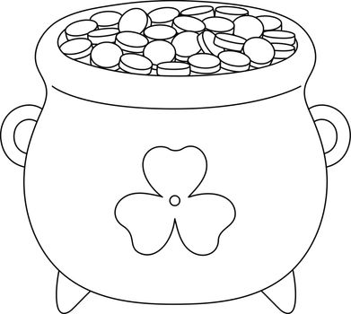 A cute and funny coloring page of a St. Patrick Day pot of gold. Provides hours of coloring fun for children. To color, this page is very easy. Suitable for little kids and toddlers.