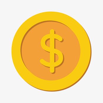 A gold vector icon of a dollar coin with rounded corners on white background.