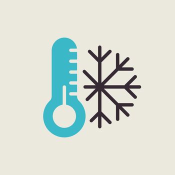 Thermometer and snowflake vector icon. Thermometer cold. Winter sign. Graph symbol for travel and tourism web site and apps design, logo, app, UI
