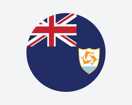 Anguilla Round Flag. Anguilla Circle Flag. British Overseas Territory Circular Shape Button Banner. EPS Vector Illustration.