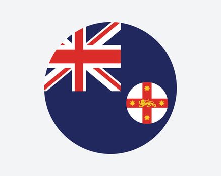 New South Wales Round Flag. NSW, Australia Circle Flag. Australian State Circular Shape Button Banner. EPS Vector Illustration.