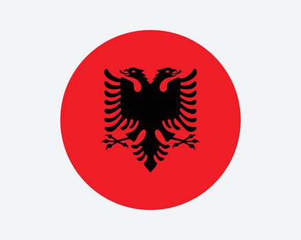 Albania Round Country Flag. Circular Albanian National Flag. Republic of Albania Circle Shape Button Banner. EPS Vector Illustration.