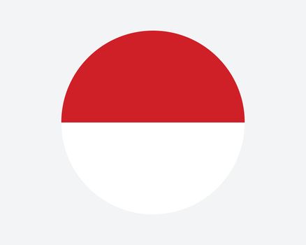 Monaco Round Country Flag. Monacan Circle National Flag. Principality of Monaco Circular Shape Button Banner. EPS Vector Illustration.