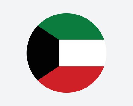 Kuwait Round Country Flag. Kuwaiti Circle National Flag. State of Kuwait Circular Shape Button Banner. EPS Vector Illustration.