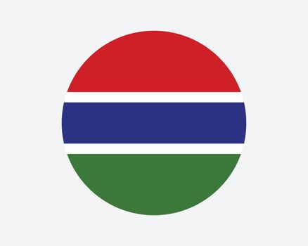 Gambia Round Country Flag. Gambian Circle National Flag. Republic of The Gambia Circular Shape Button Banner. EPS Vector Illustration.