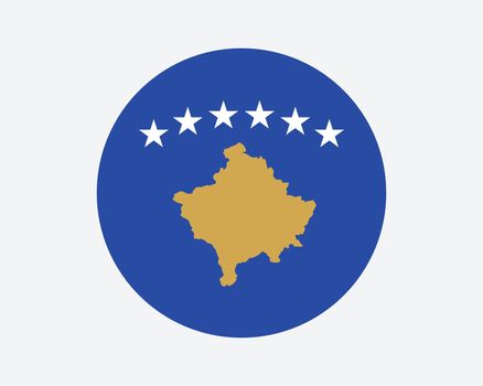 Kosovo Round Country Flag. Kosovar Kosovan Circle National Flag. Republic of Kosovo Circular Shape Button Banner. EPS Vector Illustration.