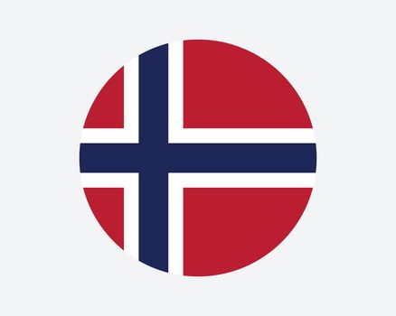Norway Round Country Flag. Norwegian Circle National Flag. Kingdom of Norway Circular Shape Button Banner. EPS Vector Illustration.