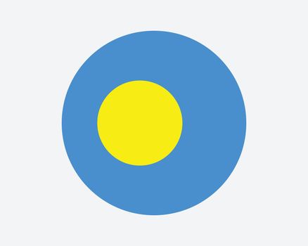 Palau Round Country Flag. Palauan Circle National Flag. Republic of Palau Circular Shape Button Banner. EPS Vector Illustration.