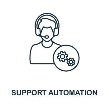 Support Automation icon. Outline sign from customer relationship collection. Line Support Automation icon for infographics, wed design and more.
