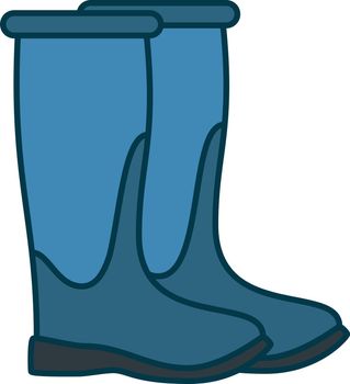 This vector image shows a rubber boot in a filled outline icon design. It is isolated on a white background.