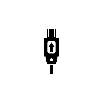 Micro or Mini USB Connector, Type-C Cord. Flat Vector Icon illustration. Simple black symbol on white background. Micro or Mini USB Connector Type-C sign design template for web and mobile UI element