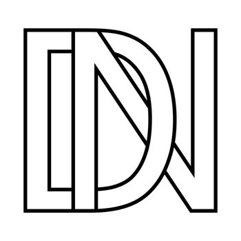 Logo sign dn nd, icon sign, dn interlaced letters d n