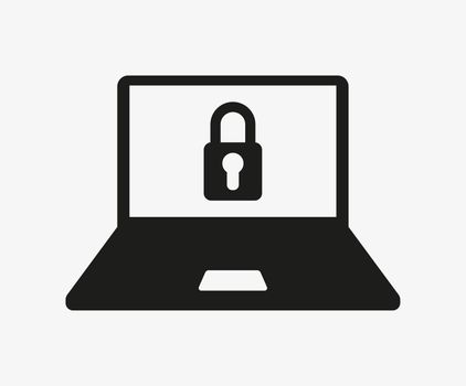 Laptop with lock vector icon isolated on white background. Locked computer. Password protection.