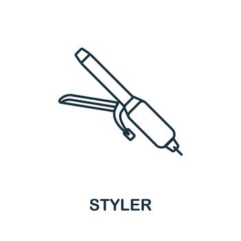 Styler icon. Outline sign from hairdresser collection. Line Styler icon for infographics, wed design and more.