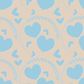 the pattern on the square background is love. Two hearts in a graceful plant horseshoe for good luck. Valentin Day, St. Valentine. Styling, graphics. Design element of books, notebooks, postcards, interior items. Wallpapers, textiles, packaging, background for a website, mobile application or blog.