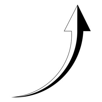 Black and white rising up arrow, rising trend rating up arrow