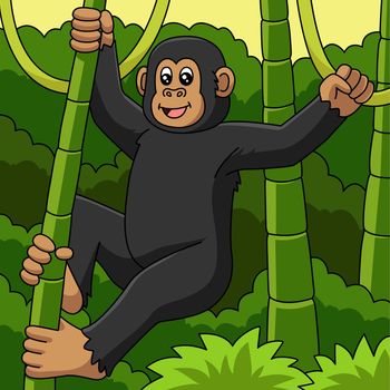 This cartoon illustration shows a chimpanzee vector illustration.