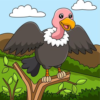 This cartoon illustration shows a vulture vector illustration.