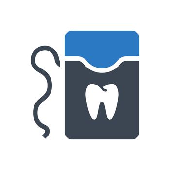 Dental Floss Related Vector Glyph Icon. Dental Floss Sign. Isolated on White Background