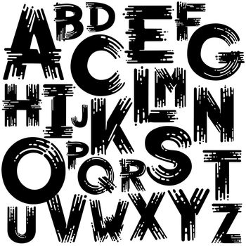 Grunge font. Dry brush modern lettering imitation. Vector design template