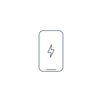 Smartphone charging battery outline icon. Stock vector illustration isolated