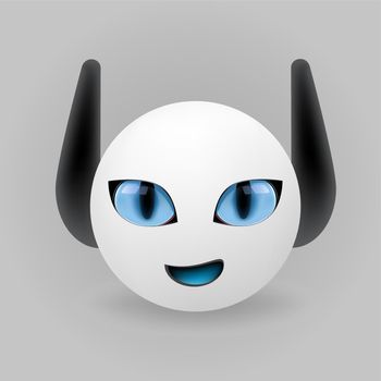 Modern realistic bot avatar with shadow in white color isolated on gray background. Chat bots template for an artificial intelligence account. I call him Pashka, you can call it your own