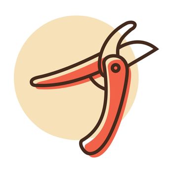 Pruning scissors, garden secateurs vector icon. Graph symbol for agriculture, garden and plants web site and apps design, logo, app, UI