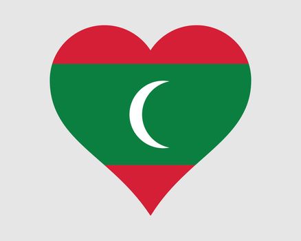 Maldives Heart Flag. Maldivian Love Shape Country Nation National Flag. Republic of Maldives Banner Icon Sign Symbol. EPS Vector Illustration.
