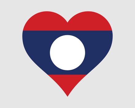 Laos Heart Flag. Laotian Love Shape Country Nation National Flag. Lao People's Democratic Republic Banner Icon Sign Symbol. EPS Vector Illustration.