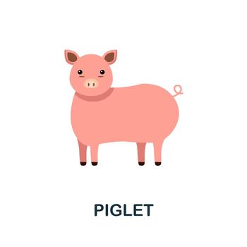 Piglet flat icon. Simple colors elements from farm animals collection. Flat Piglet icon for graphics, wed design and more.