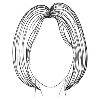 A sketch of a young woman. Illustration of business hairstyle with natural long hair. Hand-drawn idea for gretting card, poster, flyers, web, print for t-shirt.