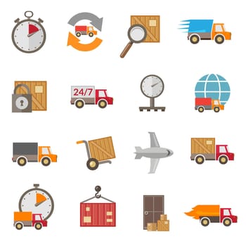 Logistic chain shipping freight service supply delivery icons set isolated vector illustration